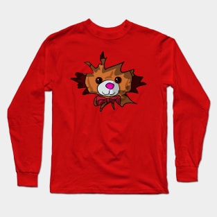 Peekaboo Teddy Bear - Quirky and Playful Design Long Sleeve T-Shirt